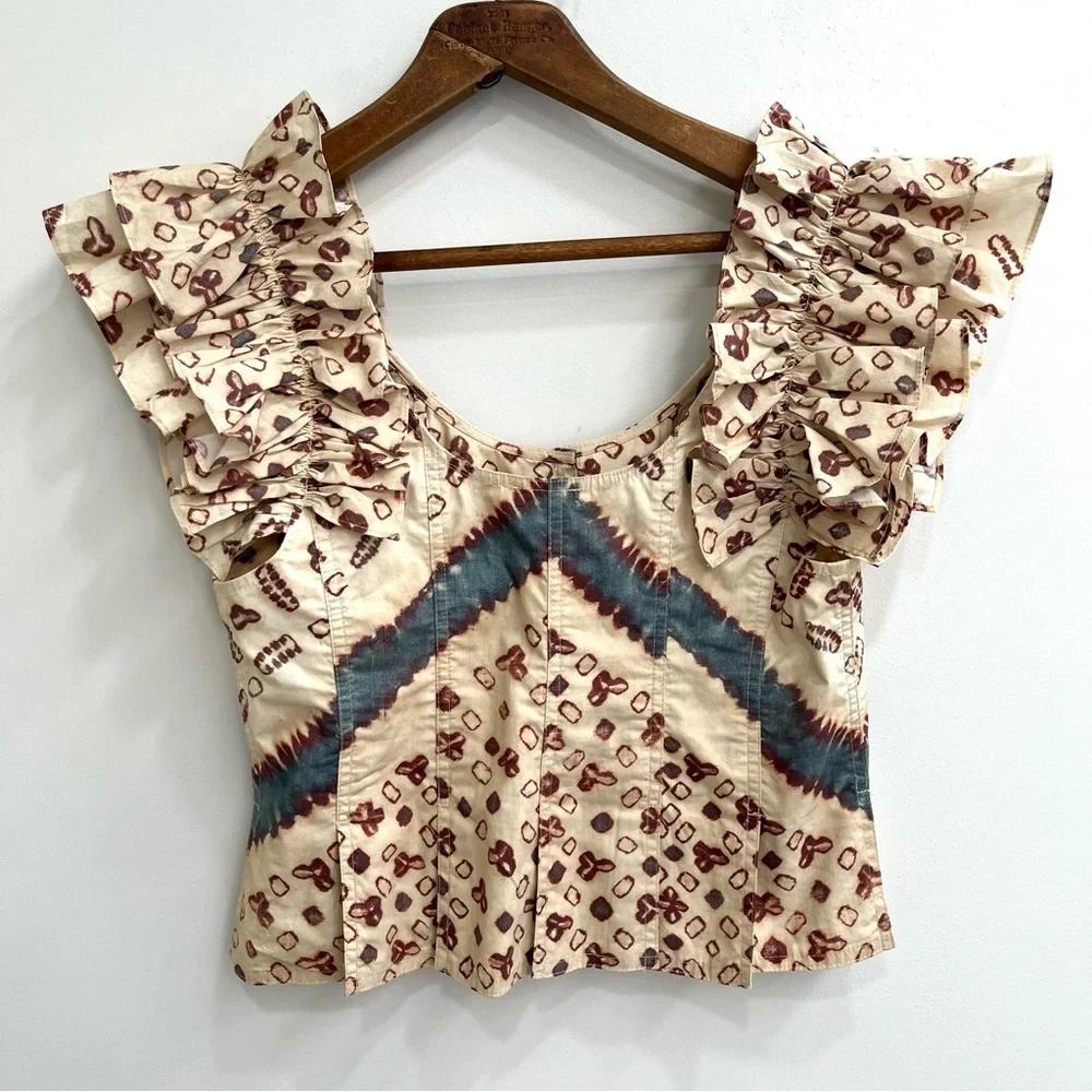 Ulla Johnson Milla Ruffled Button Up Corset Top Boho Western Coachella Size 4 - Picture 2 of 15